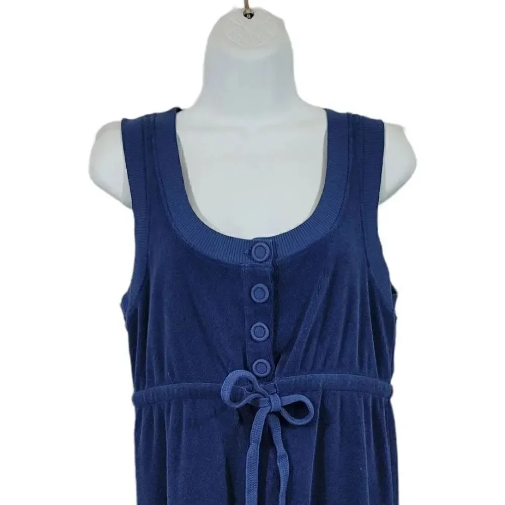 NEW Vintage Juicy Couture Navy Blue Terry Cloth Sleeveless Dress Size Medium